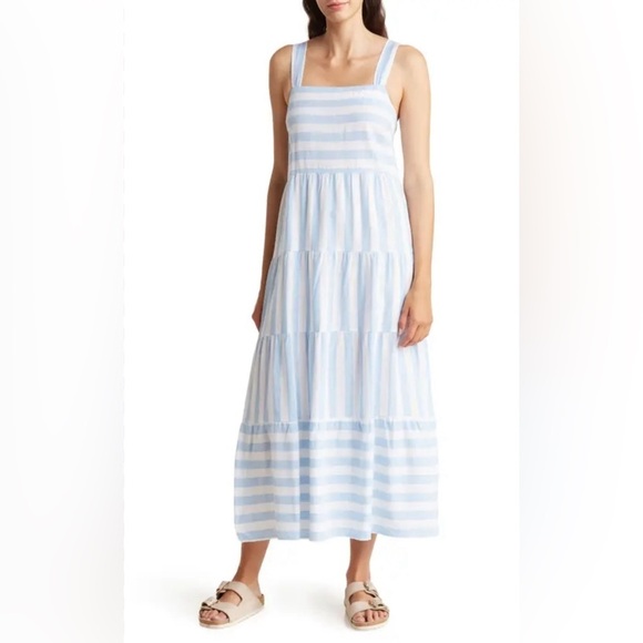 Casa Cabana Seaspray blue & white stripped dress size XL - Picture 1 of 5